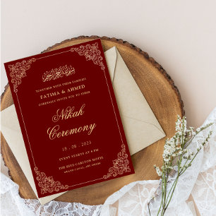 Invitación Marco Victoriano Rococó Burgundy Rojo Ceremonia Ni