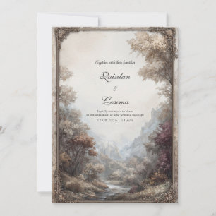 Invitación Marco Vintage de Boda de Gran Paisaje Otoñal Suave