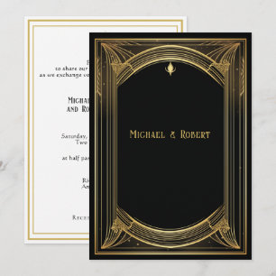 Invitación Marco vintage de oro y negro Art Deco