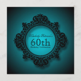 Invitación Marco vintage en azul - Celebración de cumpleaños