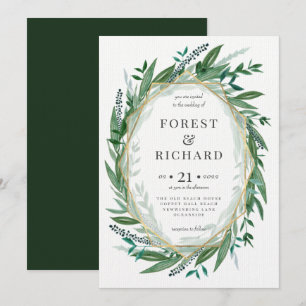 Invitación Marco vintage geométrico verde forestal