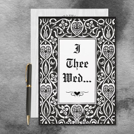 Invitación Marco vintage gótico negro y blanco Roycroft