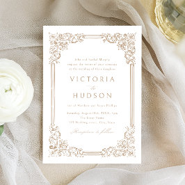 Invitación Marco Vintage Neutral Elegante Boda