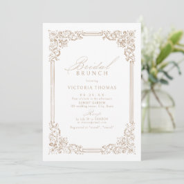 Invitación Marco Vintage Neutral Elegante Desayuno Nupcial