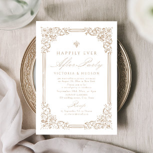 Invitación Marco Vintage Neutral Fiesta Felices Para Siempre