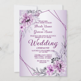 Invitación Marco violeta violeta rosada boda