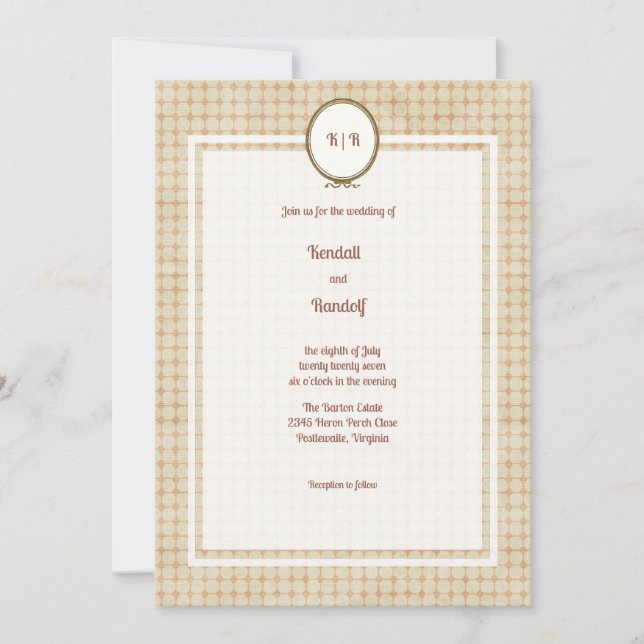 Invitación Marco y mosaico vintage (Anverso)