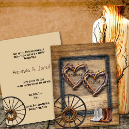 Invitación  Marcos de ramitas de boda occidentales, botas rue