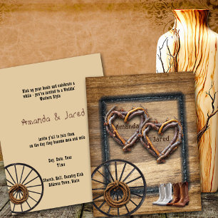 Invitación Marcos de ramitas de boda occidentales, botas rue