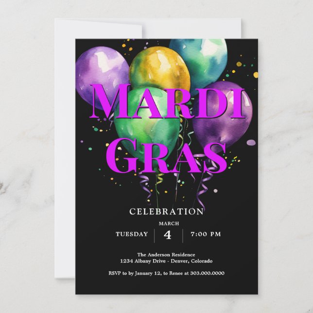 Invitación Mardi Gras (Anverso)