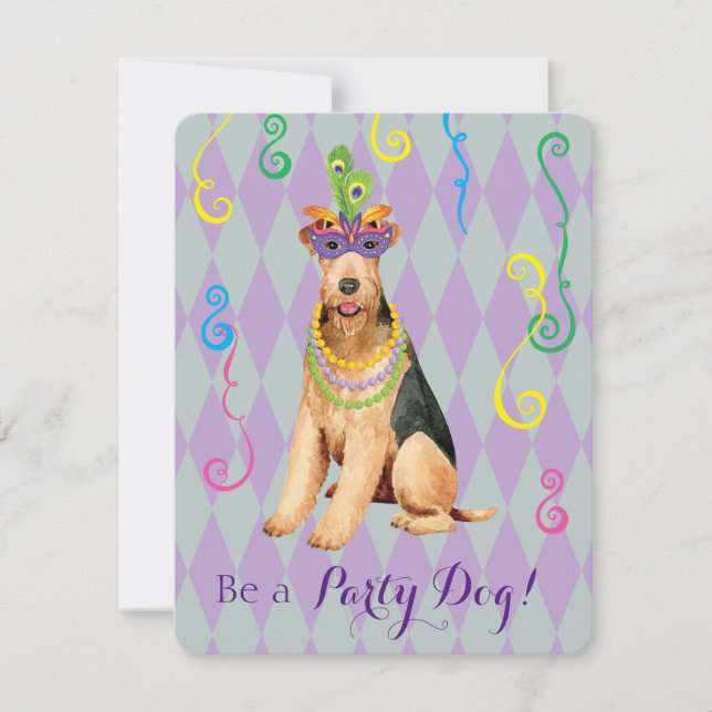 Invitación Mardi Gras Airedale (Anverso)