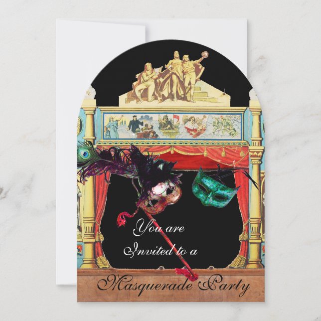 INVITACIÓN MARDI GRAS BAILE DE MÁSCARAS MÁSCARAS TEATRO ESCÉN (Anverso)
