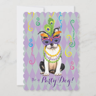 Invitación Mardi Gras Boston Terrier