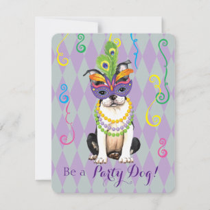 Invitación Mardi Gras Boston Terrier