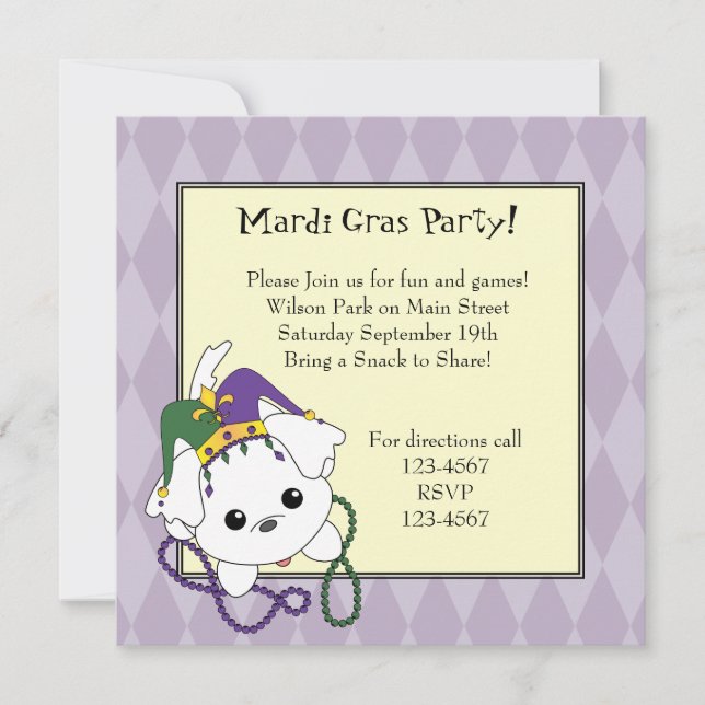 Invitación Mardi Gras Clancey (Anverso)