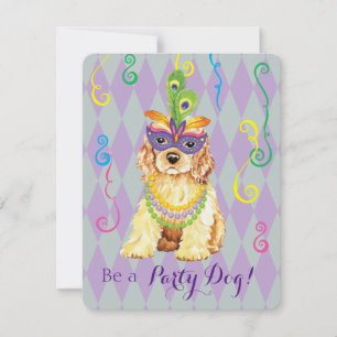 Invitación Mardi Gras Cocker Spaniel