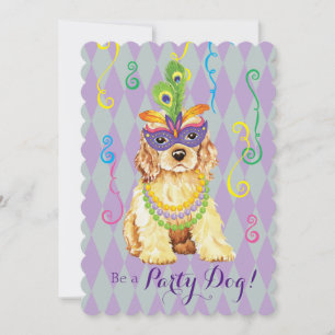 Invitación Mardi Gras Cocker Spaniel