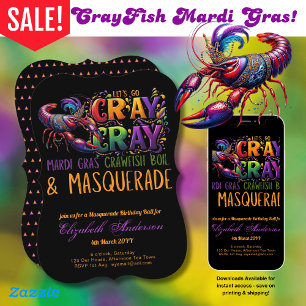 Invitación Mardi Gras Crawfish Mascarada que deja a los grito