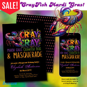 Invitación Mardi Gras Crawfish Mascarada que deja a los grito