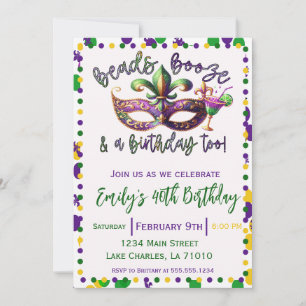Invitación Mardi Gras Cumpleaños Temático