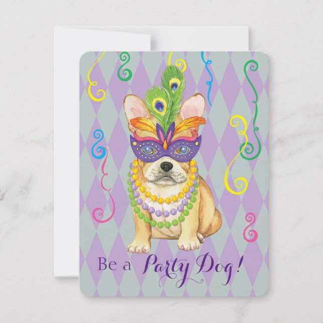 Invitación Mardi Gras Frenchie (Anverso)