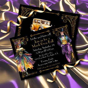 Invitación Mardi Gras Gran Gatsby Art Deco Fiesta