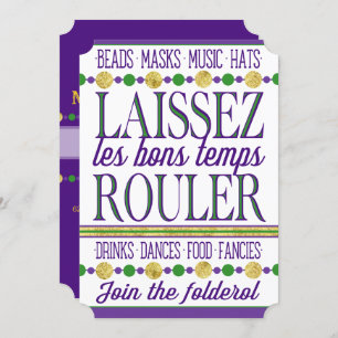 Invitación Mardi Gras   Laissez Les Bons Temps Rouler