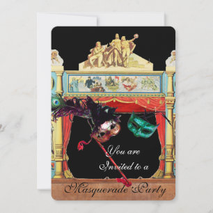 INVITACIÓN MARDI GRAS MÁSCARAS DE MÁSCARA TEATRO ESCENARIO