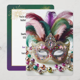 Invitación Mardi Gras Mask Fiesta