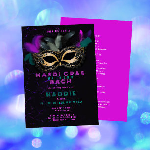 Invitación Mardi Gras Mask Rosa Nola Bachelorette Weekend
