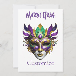 Invitación Mardi Gras Mask Thunder_Cove