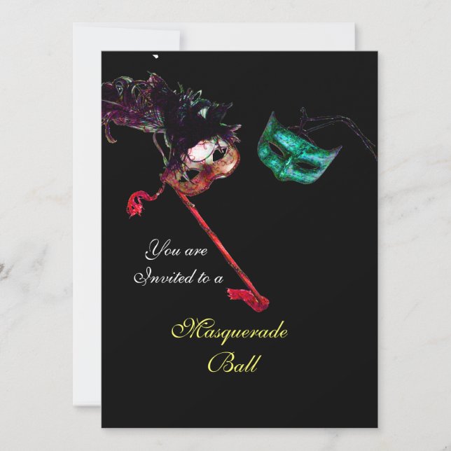 Invitación MARDI GRAS MASQUERADE BALL, Black Rsvp (Anverso)