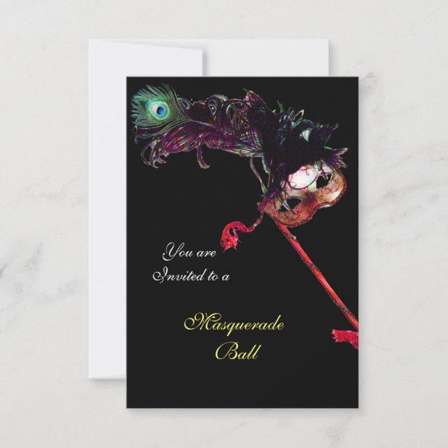 Invitación MARDI GRAS MASQUERADE BALL, Black Rsvp (Anverso)