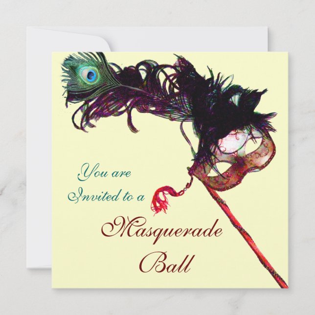 Invitación MARDI GRAS MASQUERADE BALL Gold Metallic (Anverso)