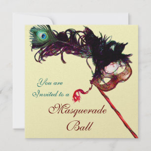 Invitación MARDI GRAS MASQUERADE BALL Gold Metallic