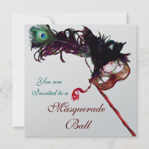 Invitación MARDI GRAS MASQUERADE BALL plateado Metálico