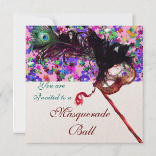Invitación MARDI GRAS MASQUERADE & CONFETTI champán