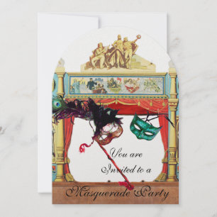Invitación MARDI GRAS MASQUERADE COSTUME FIESTA THEATER Pearl