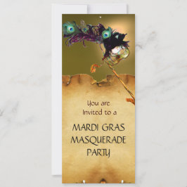 Invitación MARDI GRAS MASQUERADE FIESTA Negro amarillo