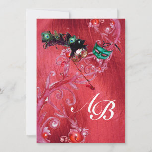 Invitación MARDI GRAS MASQUERADE ,MAGIC BERRIES MONOGRAM seda