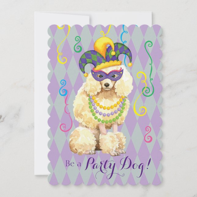 Invitación Mardi Gras Miniatura Poodle (Anverso)