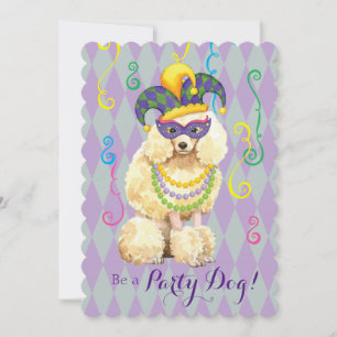 Invitación Mardi Gras Miniatura Poodle