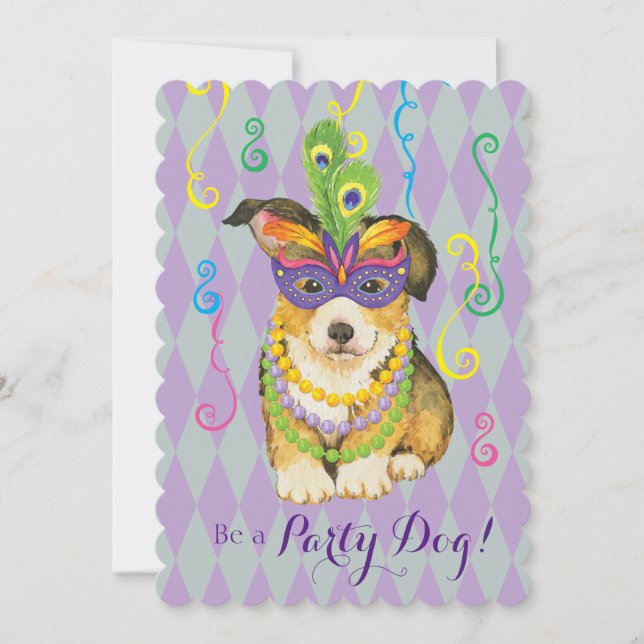 Invitación Mardi Gras Pembroke Welsh Corgi (Anverso)