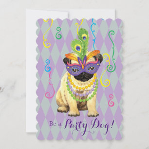 Invitación Mardi Gras Pug