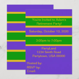 Invitación Mardi Gras Stripes