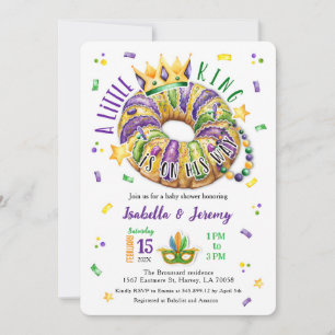 Invitación Mardi Gras Un pequeño rey Esquinas redondas