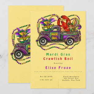 Invitación Mardi Gras Vintage Crawfish Hervir