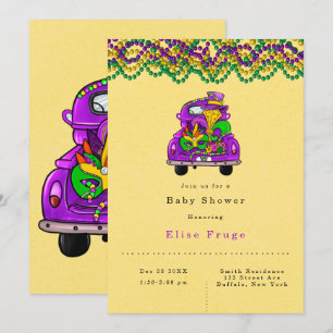 Invitación Mardi Gras Vintage Truck Baby Shower