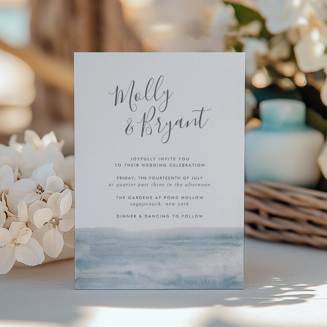 Invitación Marea baja | Boda de acuarela costera (Subido por el creador)