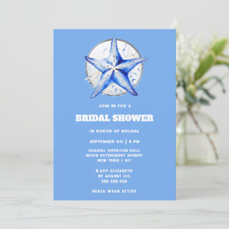 Invitación Marea blanca plateada de Starfish con ducha de nov